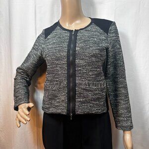 Eileen Fisher SZ PP Cropped Black and white Zippered Jacket